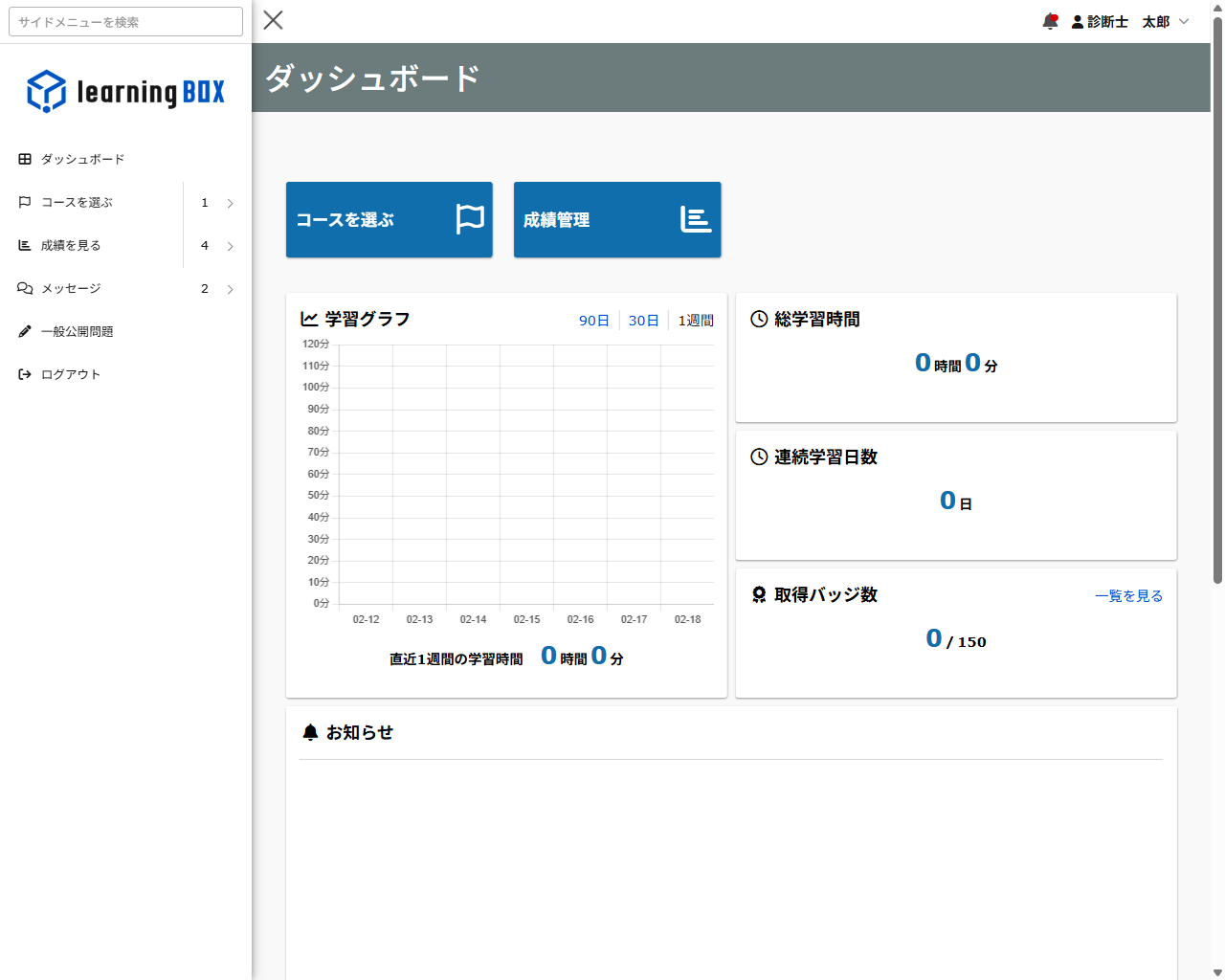 ダッシュボード画面
